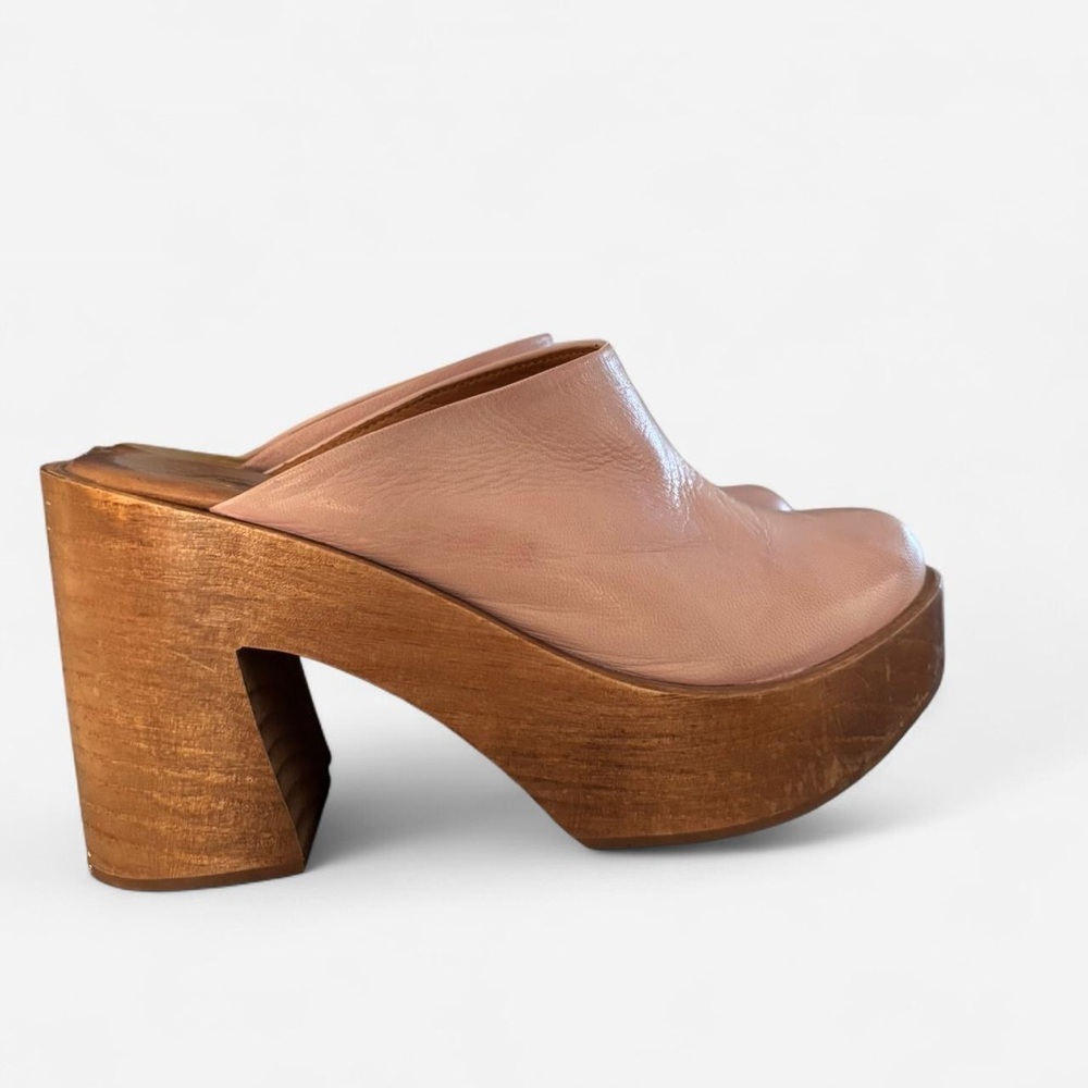 Free People Women's Pink Leather Platform Mules